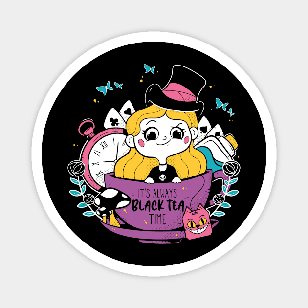 Black Tea Time Magnet by studioyumie